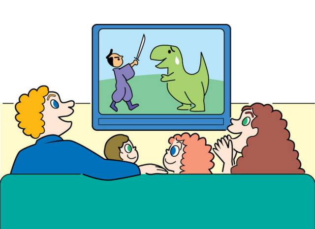 簡(jiǎn)筆畫描繪看電視瞬間與探索自然美景之旅